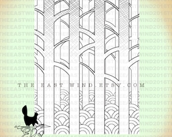 Digital Stamp - en el bosque fondo - 300dpi JPEG / PNG - BG001