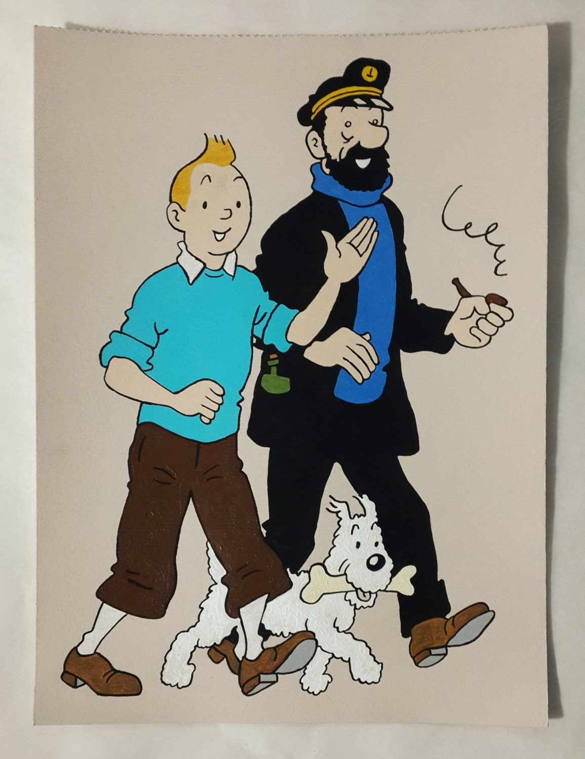 Tintin Milou Snowy and Captain Haddock Painting Tintin