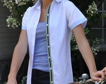 The Preppy Elephant Short Sleeve Oxford Shirt w/ribbon detail