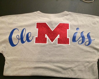 Ole Miss Oversized Jersey, Women, Youth, Hotty Toddy shirt, Mississippi shirt, Oversized, Pom Pom, Monogram, Football, Baseball
