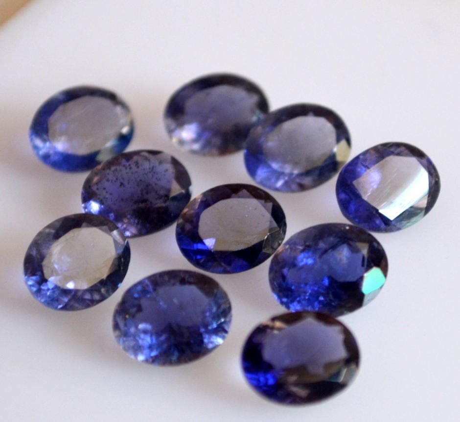 Natural Blue Iolite oval cut faceted 8x10 loose gemstone high