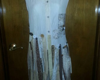 wearable art, urban chic, boho, gypsy, blouse, shirt, tunic, upcycled clothing,