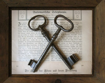 Extralarge antique keys 5.7in, French castle skeleton keys, iron keys, large ornate gate keys, 2 victorian keys, genuine iron keys (M5)