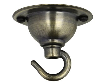 Vintage Brass Ceiling Hook For Pendant Light. Suspend lamp shade, chandelier or light fitting. Suitable for swag pendant lights.