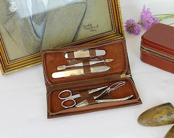 Vintage Manicure Set/Leather Manicure Wallet/Gents Manicure Set/Vanity Ware/SALE (Ref1967A)