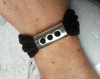 Bracelet chocolate jersey cotton and his passing silver
