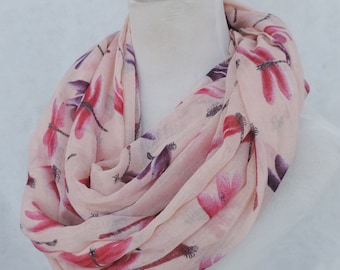 Seasonal Sales For ALL SCARVES *** Dragonfly infinity scarves, spring scarf, summer scarf, autumn scarf, animal scarf, loop scarf, scarf