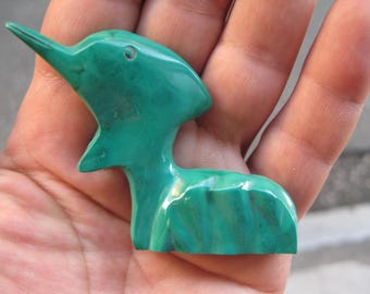 S 34g DOLPHIN in GRAVE Genuine MALACHITE