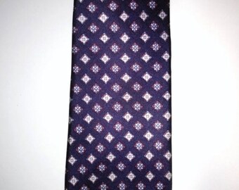BIG HOLIDAY SALE-80s Vintage Lilly Dache Mens Necktie-Navy Silk Foulard-Collector-Gift-Hipster-Dandy-Resort-Power Statement Tie