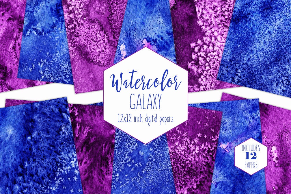 Download ULTRA VIOLET WATERCOLOR Galaxy Digital Paper pack ...