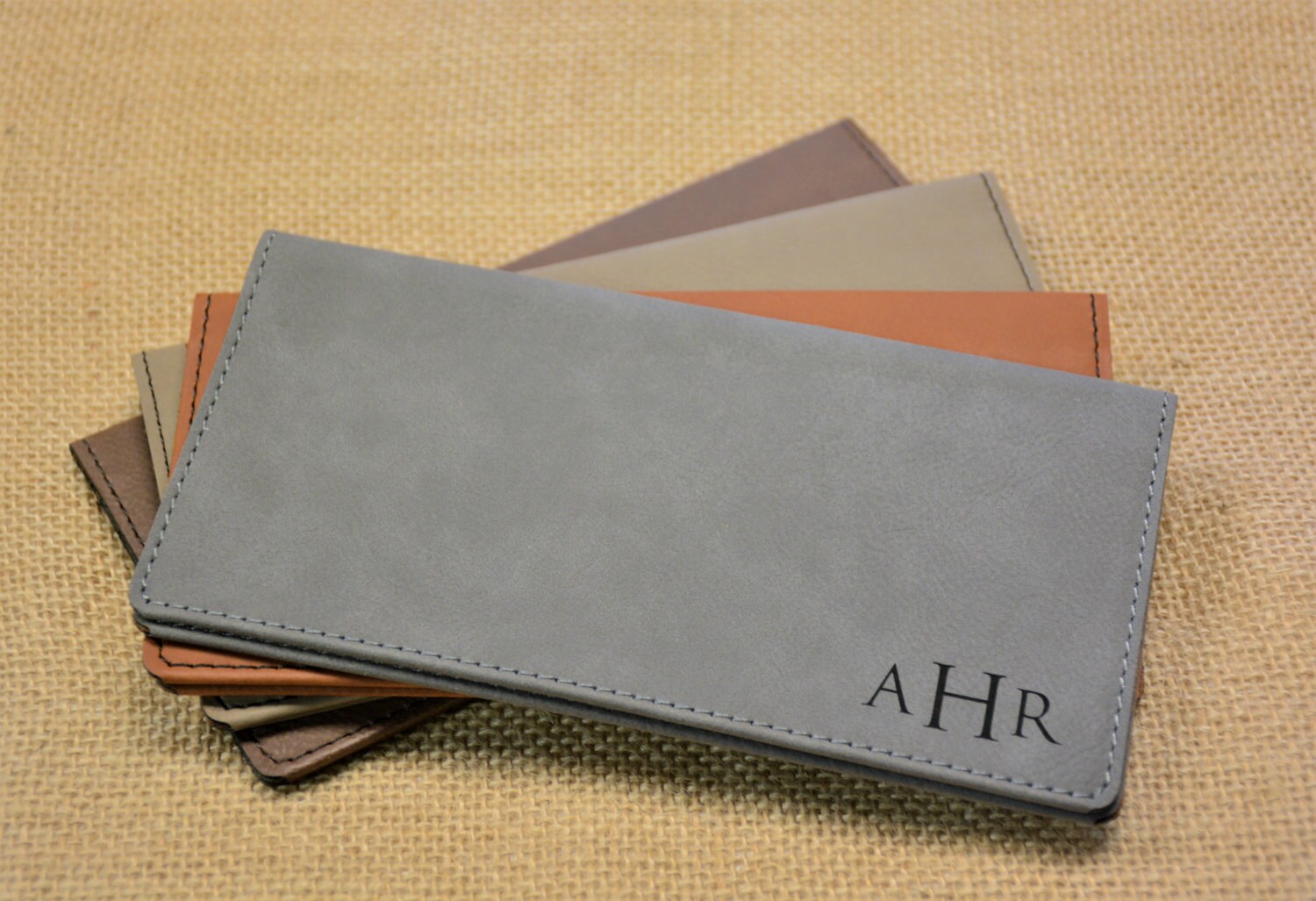 Personalized Faux Leather Checkbook Cover Pocket Wallet