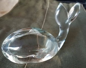 Glass Whale Paperweight