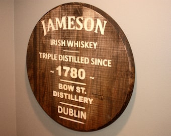 Wooden Jameson Irish Whiskey CNC Engraved Circular Bar Sign