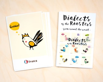 Collectibles dictionary 10 set Print study Funny art card Illustration rooster Postcrossing line card Printed mail Print study Bird World