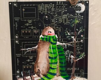 winter scene, painted circuit board