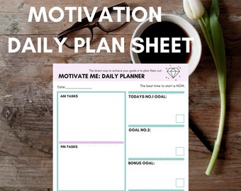 Motivation Daily Plan Sheet - Achieve your goals