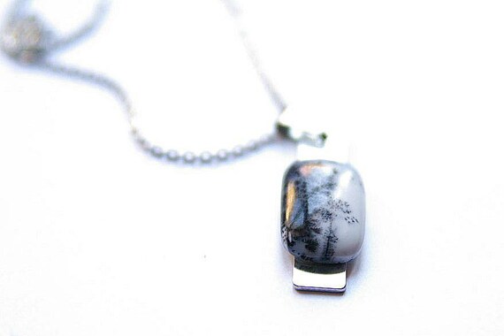 Opal Dentrite Pendant, Opal Dentrite Necklace, Design Line Collection, Dendritic Opal Cabochon, Dendritic Opal Stone, Gemstone, Opal Jewelry