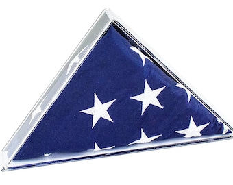 Deluxe Acrylic American Flag Memorabilia Display Case for Small 2' x 3' or 3' x 5' Flag