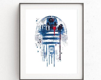 Star Wars cross stitch pattern R2D2 cross stitch sampler Watercolor cross stitch Modern home decor BB-8 Clone Darth Vader Boba Fett Funny