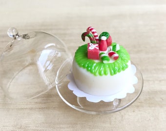 Miniature Christmas Cake,Miniature Cakes ,Dollhouse Bakery,Christmas Cakes,Christmas Accessories,Handmade Cakes