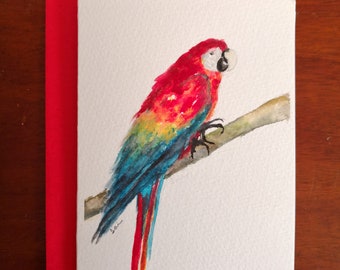 Parrot Bird Original Watercolour Painting Card A6