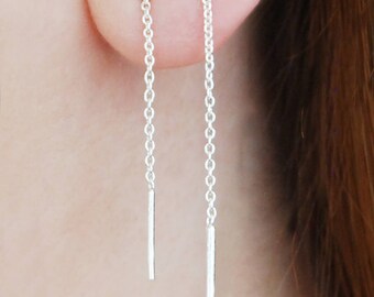 Silver Earrings, Chain Earrings, Threader Earrings,Drop Earrings, Edgy Earrings, 925 Earrings,Statement Earrings, Minimalist Earrings, SHORT