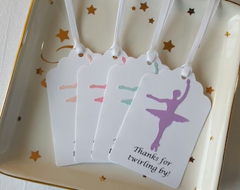 Ballerina Nutcracker Ballet Dancer Birthday Party Favor Tags: Thanks for twirling by!, Set of 12