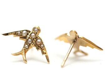 10k Victorian Swallow Earrings- Medium