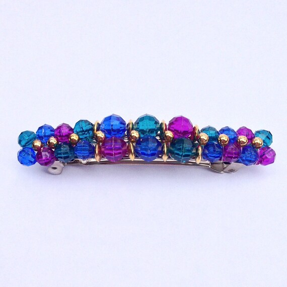 Items Similar To Blue Teal Purple Beaded Hair Barrette Girls Womens Hair Clip Clasp Wedding