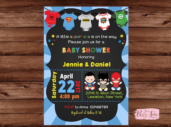 Superhero Themed Baby Shower Invitations 5