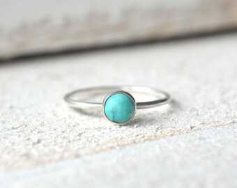 Turquoise Ring, Silver Turquoise Ring, Stacking Ring, Dainty Turquoise Ring, Stackable Ring, Turquoise Ring Silver, Dainty Silver Ring