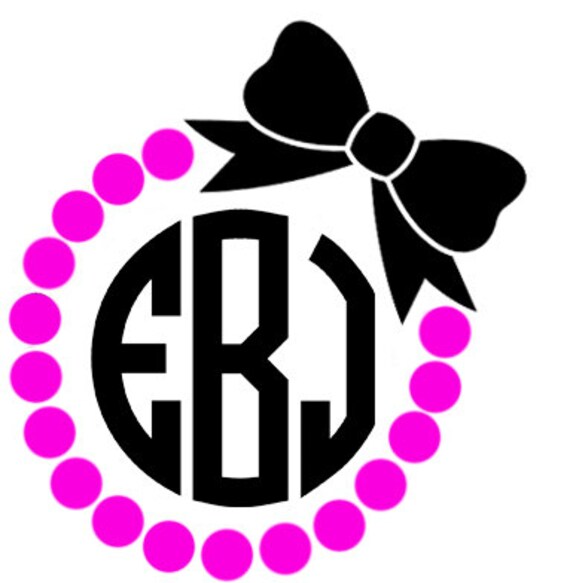 Download Pearl/Dot and Bow Circle Monogram Yeti Decal Laptop Decal
