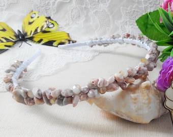 Brown headband woman Jasper jewelry gift Jasper brown hair band Bridesmaid hair jewelry Brown hair piece Brown headpiece Mother day gift