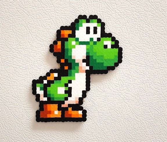 Yoshi Mario Perler 8 bit Bead Sprite Pixel Art Gamer Gifts