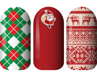 Father Christmas Nail Wraps Christmas Nail Art, Non Toxic Nail Stickers Made in Australia. Christmas Gifts