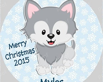 Wolf Personalized Christmas Ornament Acrylic Snowflake or Round First Christmas
