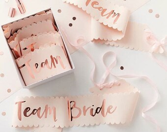 TEAM BRIDE Sashes Pink and Rose Gold. Hen do Party Sashes. Team Bride. Hen Party. Hen do Party. Wedding. Party decorations. Bride to be.