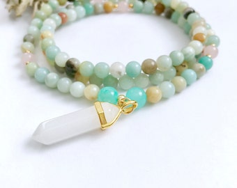 Amazonite Mala Mala Necklace Mala Beads Amazonite Beaded Necklace Mala Yoga Necklace Prayer Beads 108 Mala Beads Buddhist Mala Meditation
