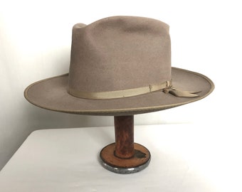 Vintage 1940s/1950s CHAMP Fedora ~ size 7 1/8 to 7 1/4 ~ Hat ~ Wide Brim ~ Open Road Style ~ Bound Edge ~ Thin Ribbon ~