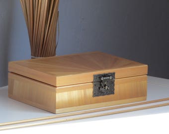 Tea chest - 6 cases - in straw marquetry