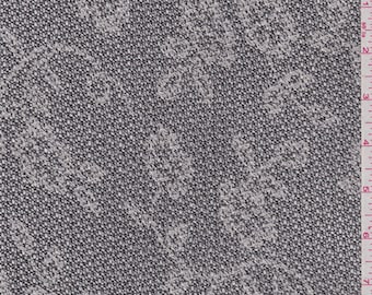 Black Floral Jacquard Mesh, Fabric By The Yard