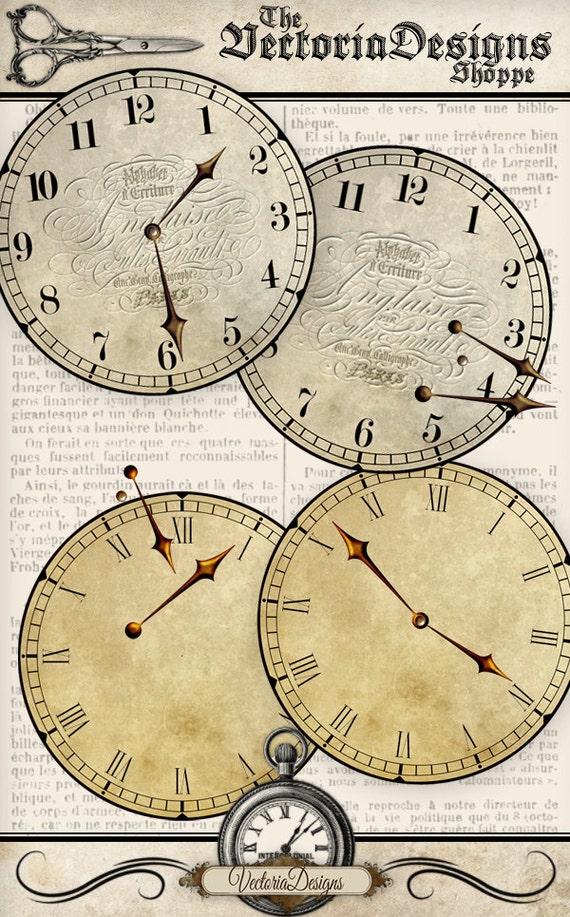 Printable clock assemble yourself vintage clock clock hands