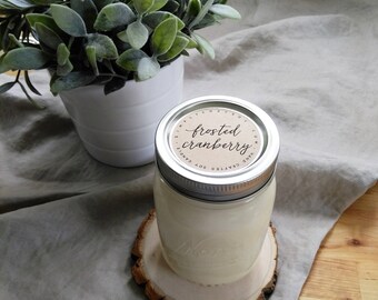 frosted cranberry - 16 oz mason jar - hand poured soy candle