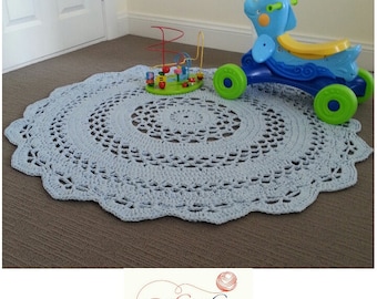 120cm Rug | Handmade Crochet Doily Rug | Crochet Rug | Round Rug | 47inches Rug