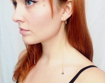 Super long pyrite shoulder dusters - long gold statement earrings - gold pyrite extra long earrings - gold shoulder dusters - onion pyrite
