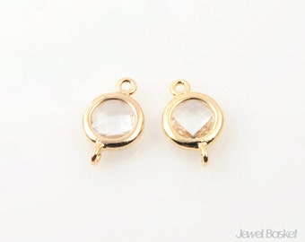 Crystal color Glass and Gold Frame Connector / 6mm x 10mm / SCRG059-C (2pcs)