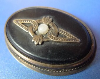 Genuine Vintage Russian USSR Soviet Old jewelry Gold Plated Silver 875 BROOCH Pin carbolite? marked/signed LYU Leningrad