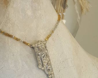 Art Deco Assemblage Necklace, Art Deco Pendant Necklace, Art Deco Glass Beaded Necklace