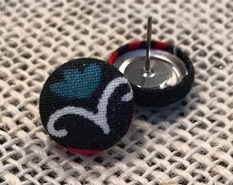 Floral fabric button earrings!