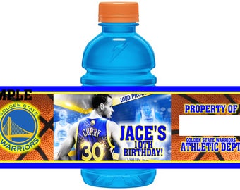 12 Waterproof Basketball Golden State Warriors Birthday Party Gatorade Labels 12 oz Mini Party Favors Stephen Curry